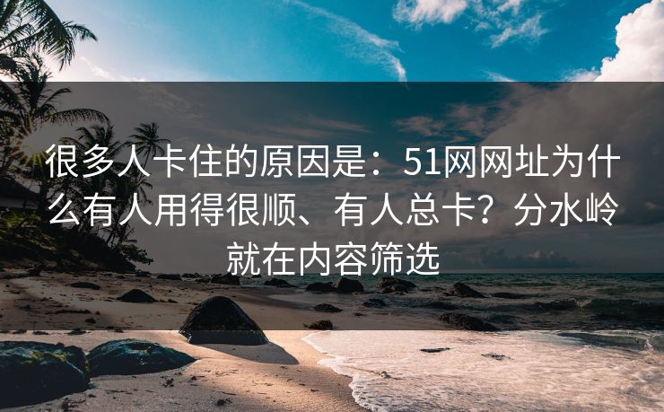 很多人卡住的原因是：51网网址为什么有人用得很顺、有人总卡？分水岭就在内容筛选