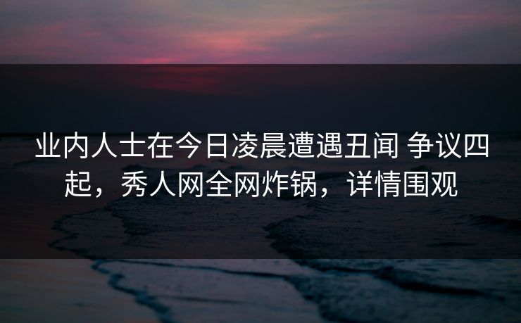 业内人士在今日凌晨遭遇丑闻 争议四起，秀人网全网炸锅，详情围观