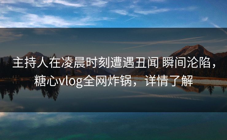 主持人在凌晨时刻遭遇丑闻 瞬间沦陷，糖心vlog全网炸锅，详情了解