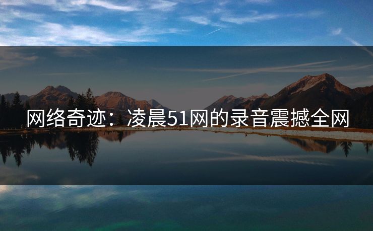 网络奇迹：凌晨51网的录音震撼全网