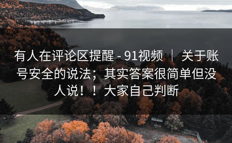 有人在评论区提醒 - 91视频 ｜ 关于账号安全的说法；其实答案很简单但没人说！！大家自己判断